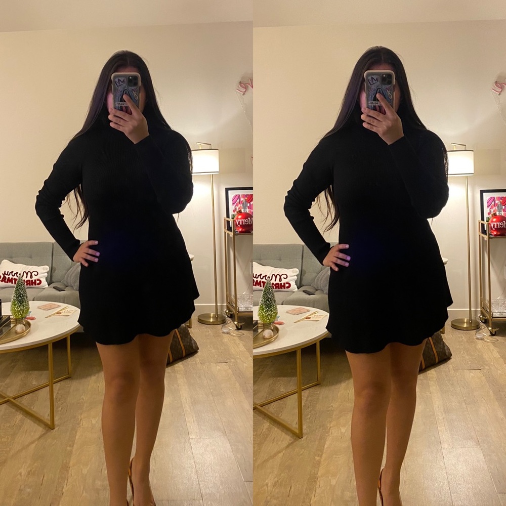 ✨24 HOUR SALE✨ City Life Fit and Flare Black Sweater Dress - Picture 4 of 4